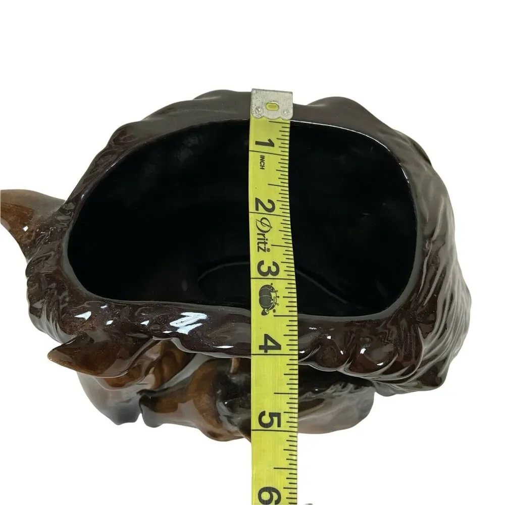 Mare And Foal Planter Vintage Brown Glossy Finish Beautiful Glazed 8" x 3.5" - Picture 12 of 12